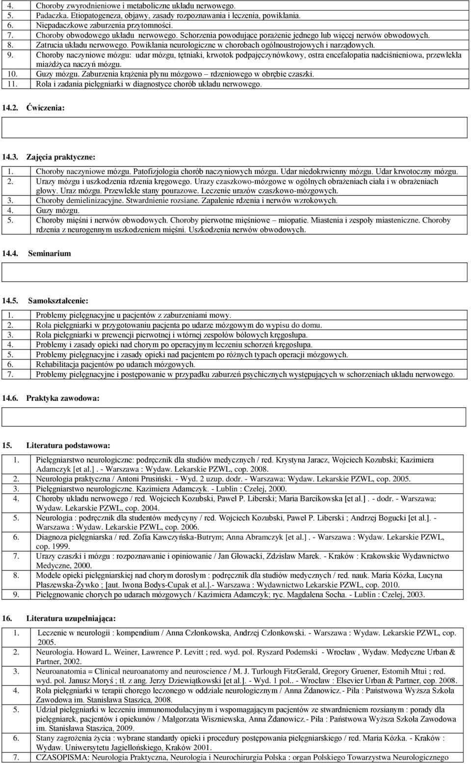 Powikłania neurologiczne w chorobach ogólnoustrojowych i narządowych. 9.