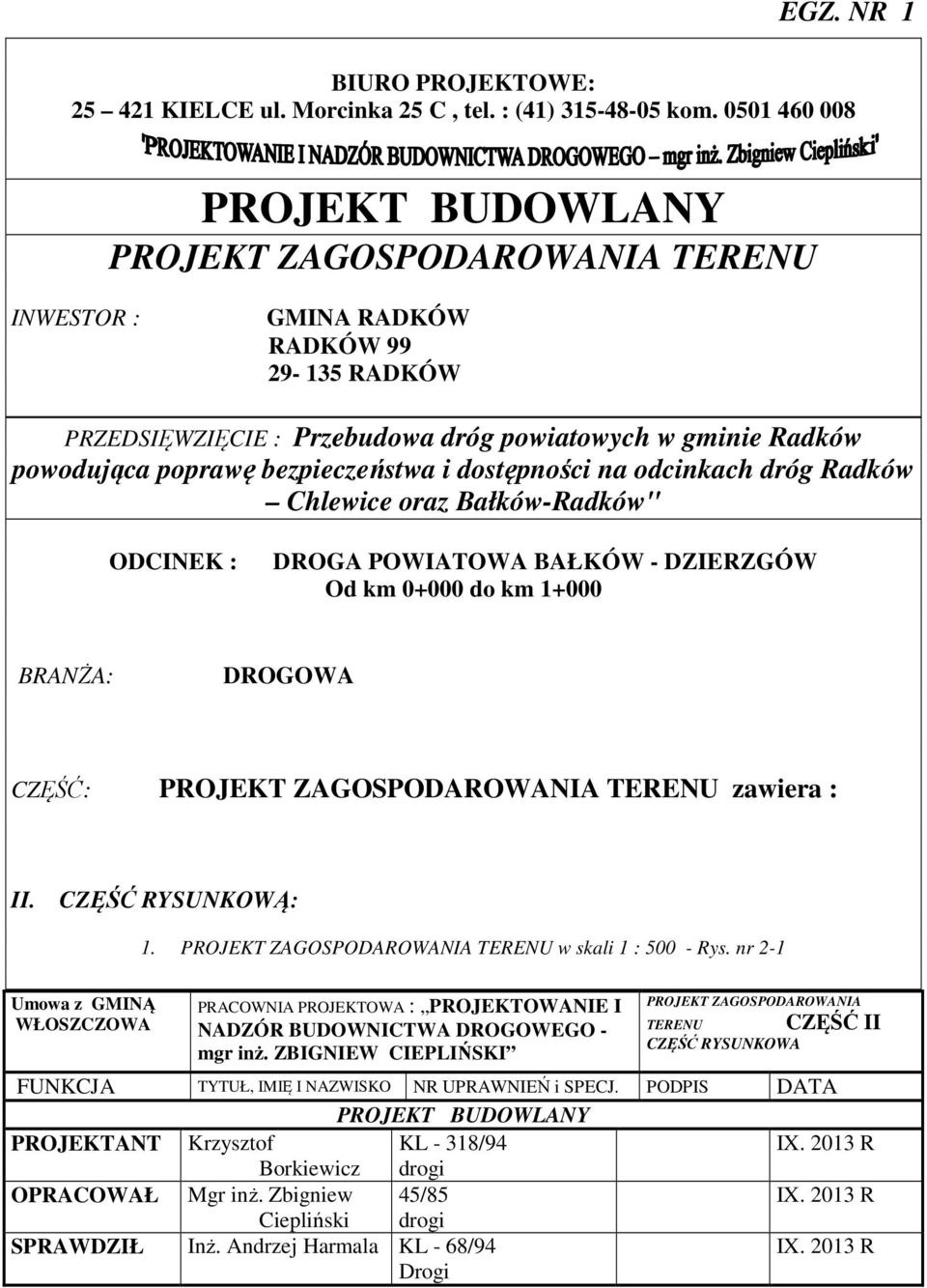 nr 2-1 PROJEKT ZAGOSPODAROWANIA TERENU CZĘŚĆ