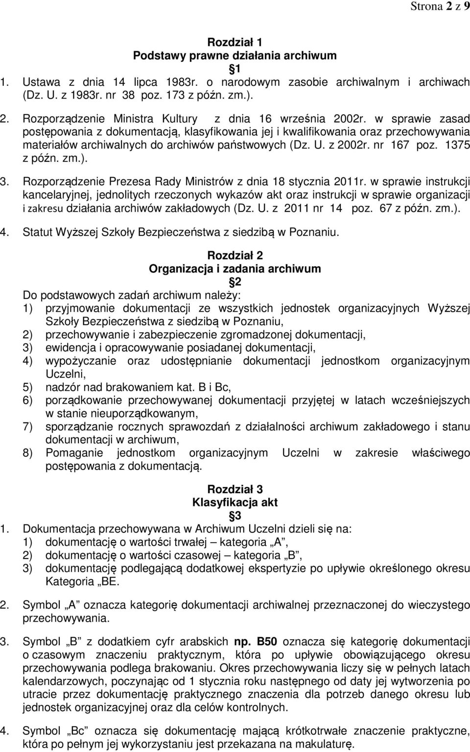 Rozporządzenie Prezesa Rady Ministrów z dnia 18 stycznia 2011r.