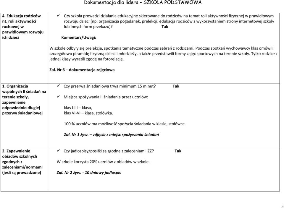 organizacja pogadanek, prelekcji, edukacja rodziców z wykorzystaniem strony internetowej szkoły lub innych form przekazu)?