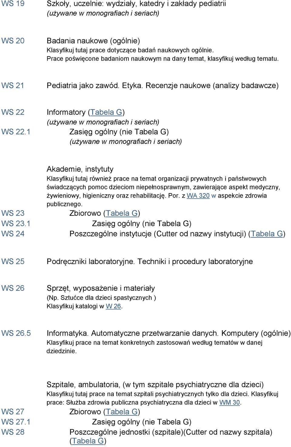 1 Zasięg ogólny (nie Tabela G) Akademie, instytuty Klasyfikuj tutaj również prace na temat organizacji prywatnych i państwowych świadczących pomoc dzieciom niepełnosprawnym, zawierające aspekt