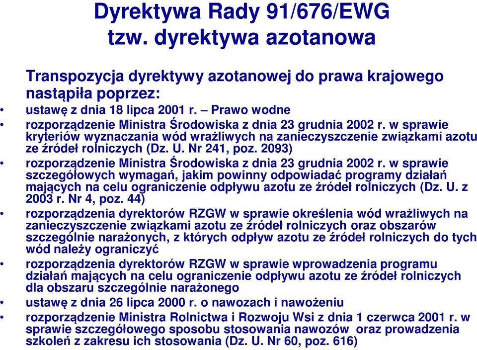 2093) rozporządzenie Ministra Środowiska z dnia 23 grudnia 2002 r.