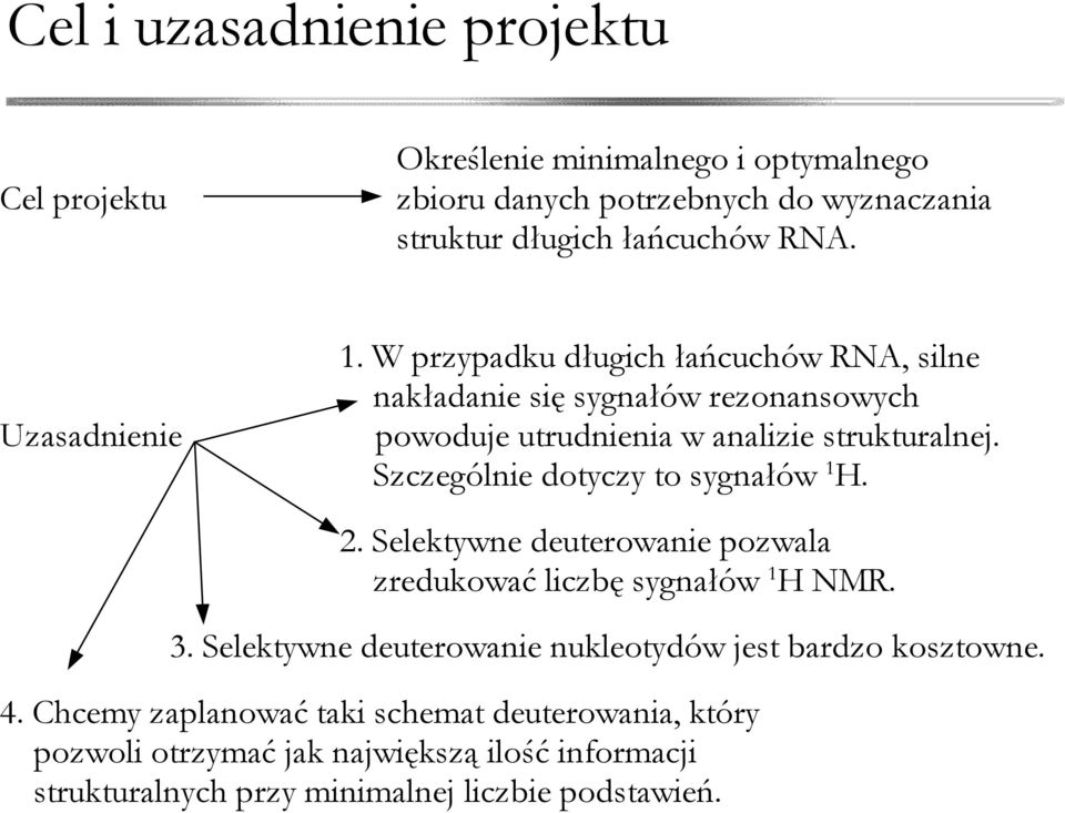 Szczególnie dotyczy to sygnałów 1 H. 2. Selektywne deuterowanie pozwala zredukować liczbę sygnałów 1 H NMR. 3.