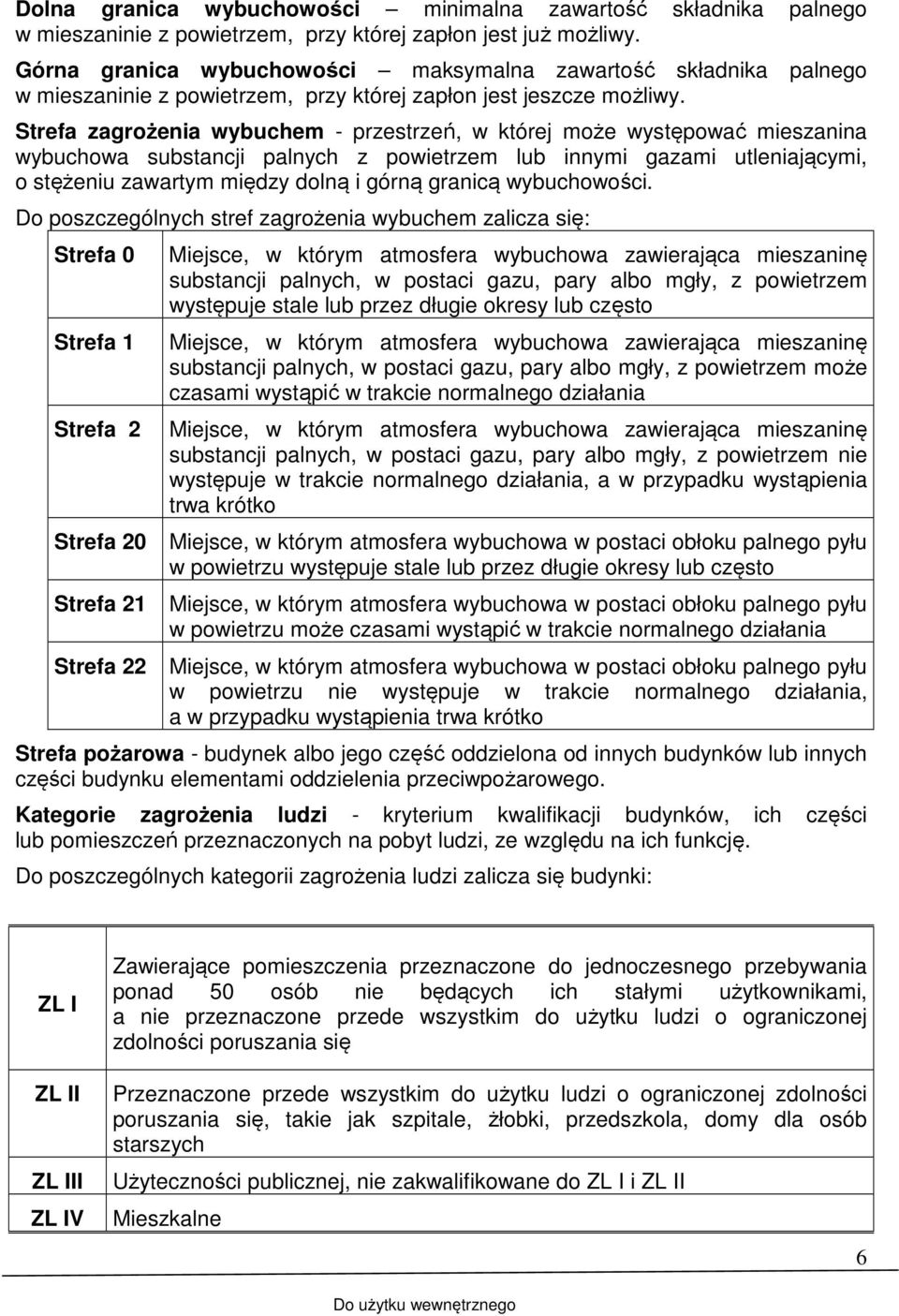 Strefa zagrożenia wybuchem - przestrzeń, w której może występować mieszanina wybuchowa substancji palnych z powietrzem lub innymi gazami utleniającymi, o stężeniu zawartym między dolną i górną