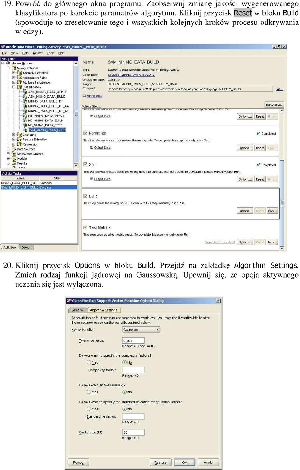 Kliknij przycisk Reset w bloku Build (spowoduje to zresetowanie tego i wszystkich kolejnych kroków procesu