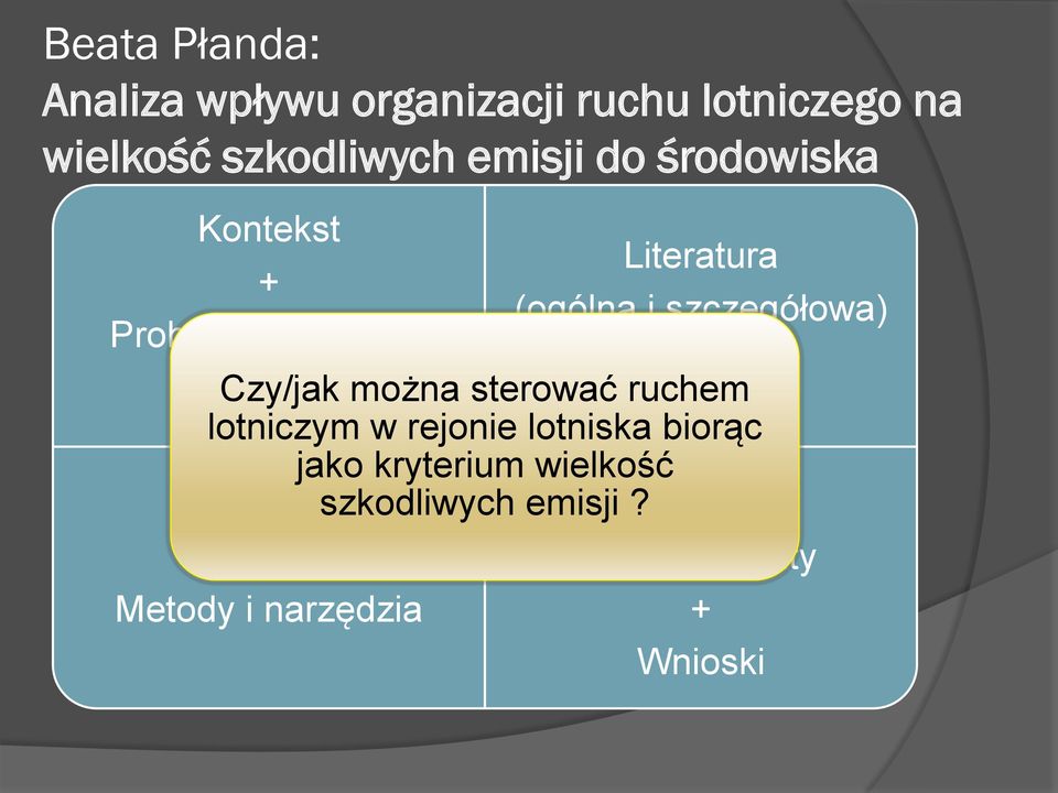 narzędzia Literatura (ogólna i szczegółowa) Czy/jak można sterować ruchem