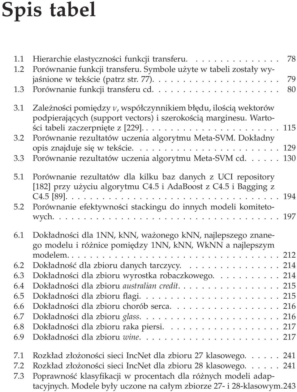 2 Porównanie rezultatów uczenia algorytmu Meta-SVM. Dokładny opisznajdujesięwtekście....29 3.3 Porównanie rezultatów uczenia algorytmu Meta-SVM cd...... 3 5.