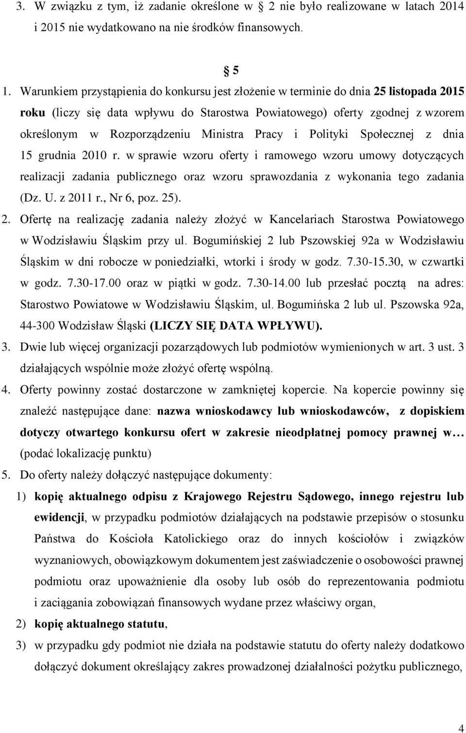 Ministra Pracy i Polityki Społecznej z dnia 15 grudnia 2010 r.