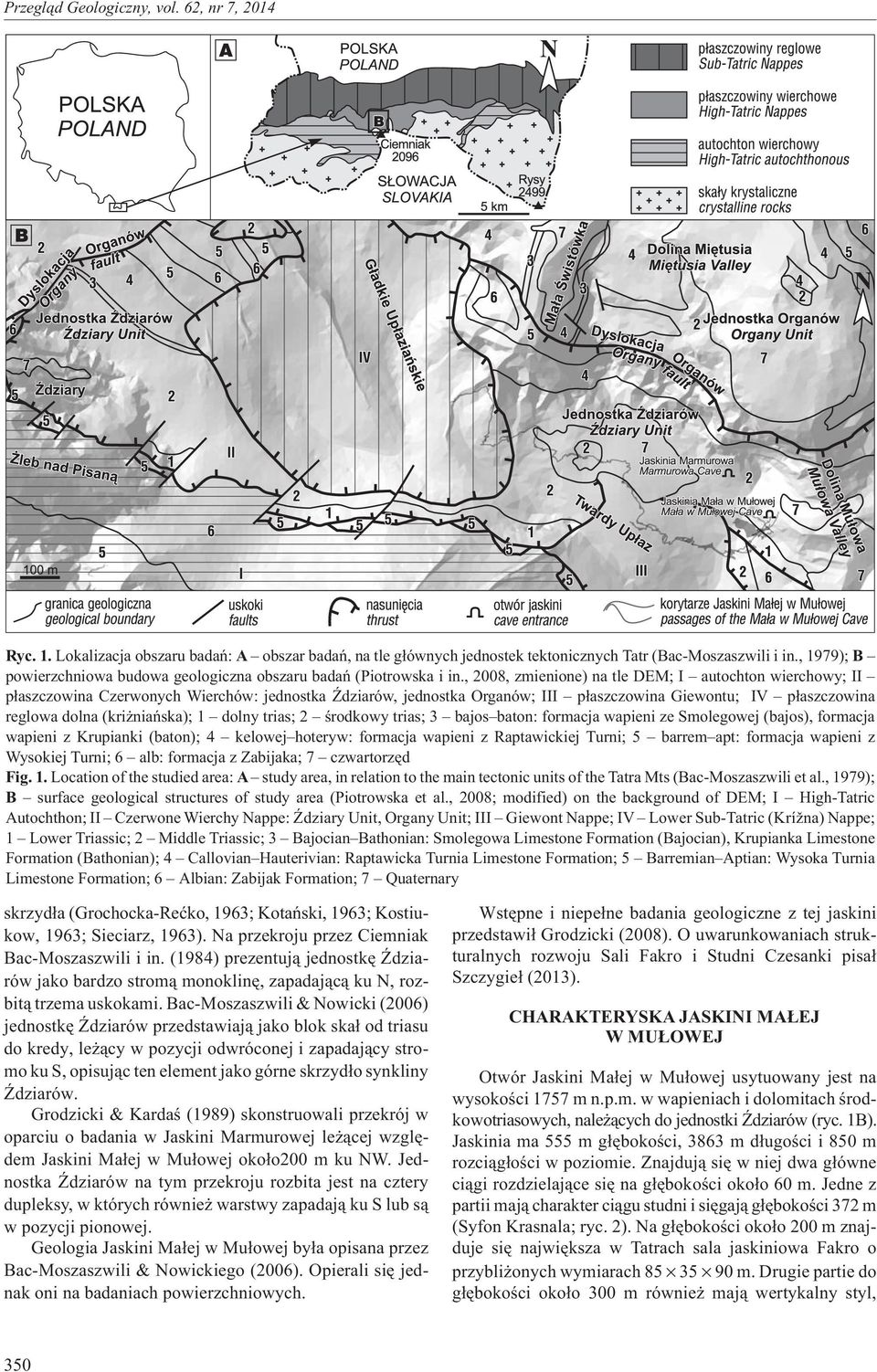 niañska); 1 dolny trias; 2 œrodkowy trias; 3 bajos baton: formacja wapieni ze Smolegowej (bajos), formacja wapieni z Krupianki (baton); 4 kelowej hoteryw: formacja wapieni z Raptawickiej Turni; 5