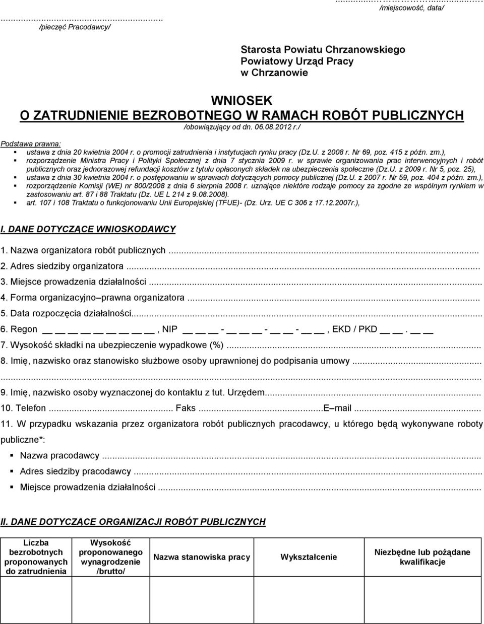 ), rozporządzenie Ministra Pracy i Polityki Społecznej z dnia 7 stycznia 2009 r.