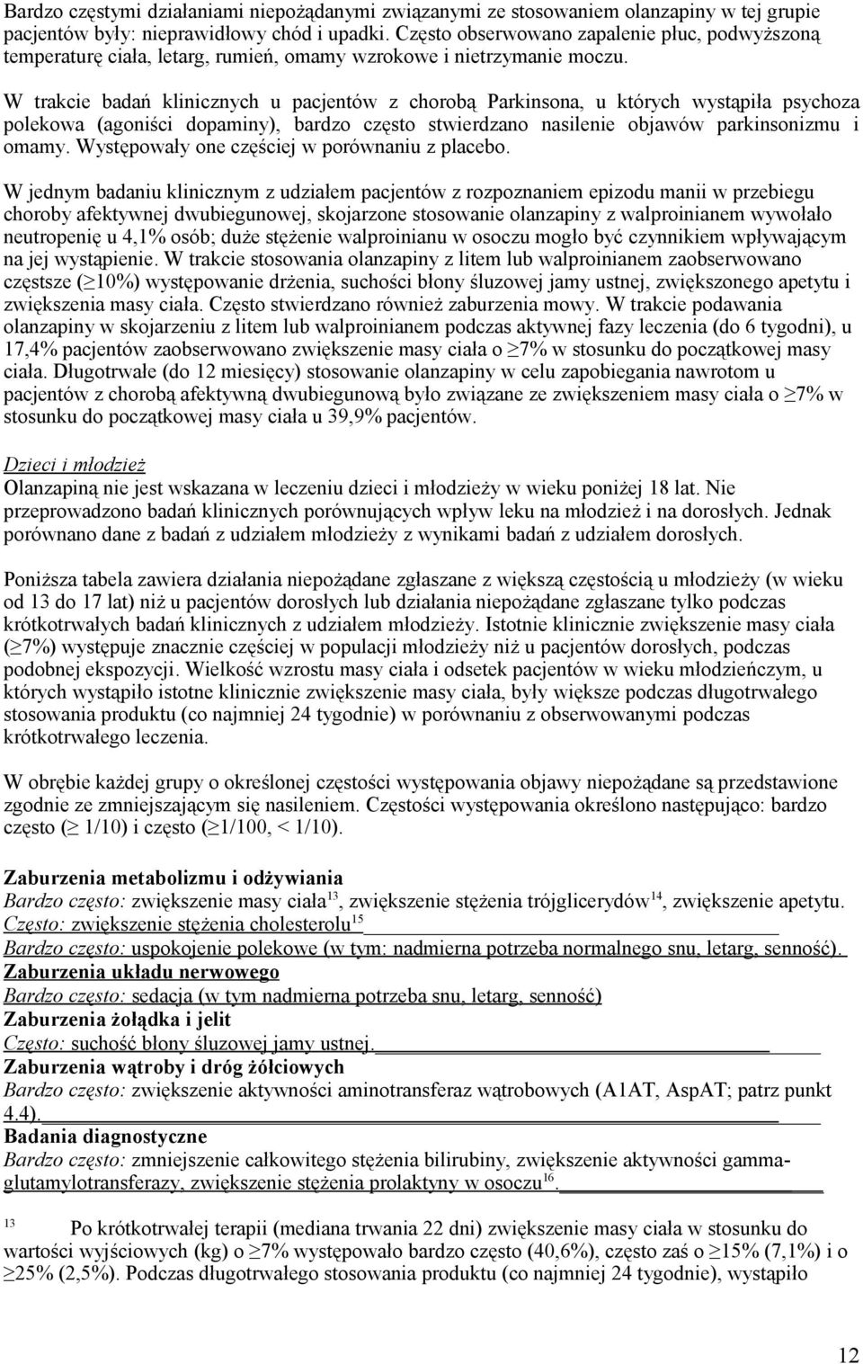W trakcie badań klinicznych u pacjentów z chorobą Parkinsona, u których wystąpiła psychoza polekowa (agoniści dopaminy), bardzo często stwierdzano nasilenie objawów parkinsonizmu i omamy.