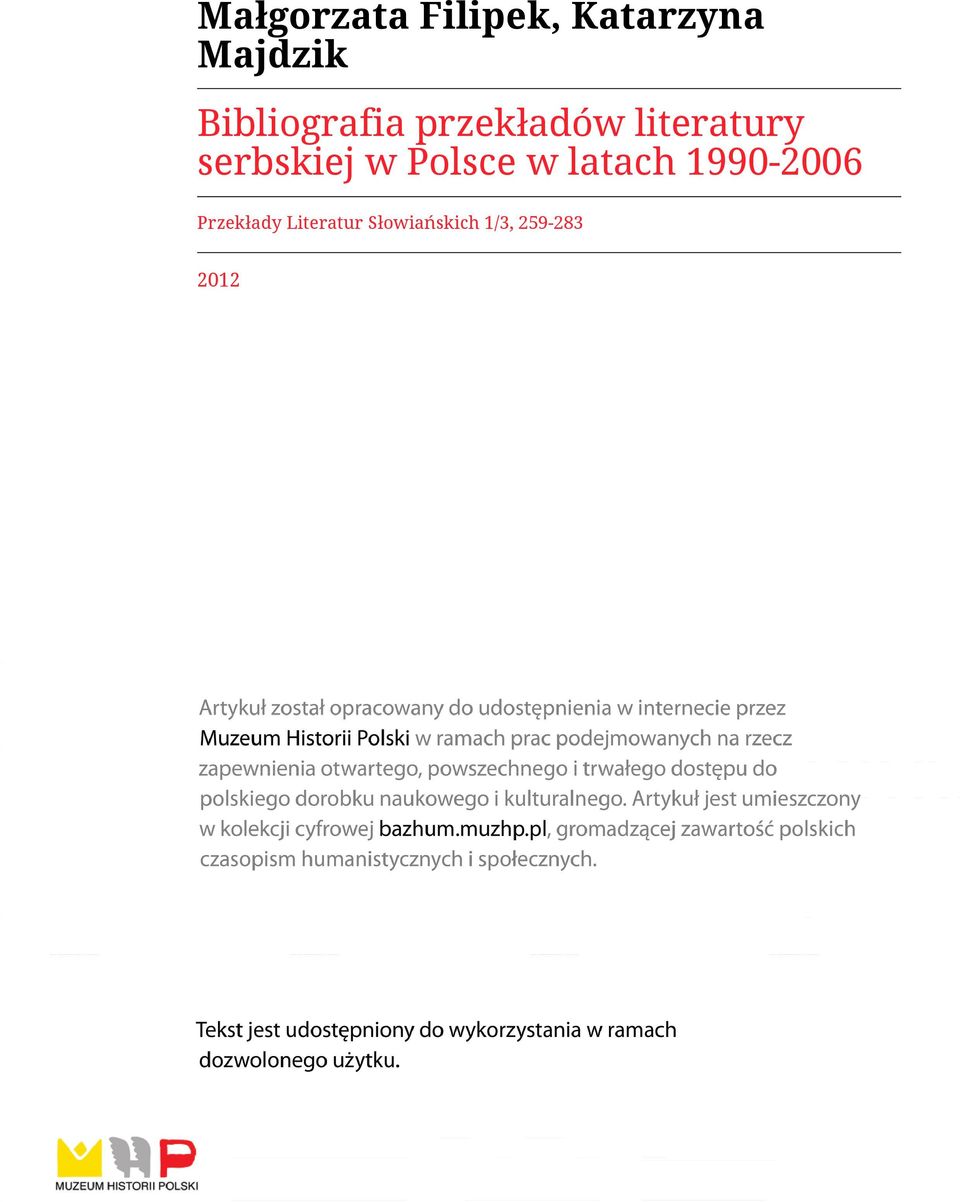 serbskiej w Polsce w latach 1990-2006