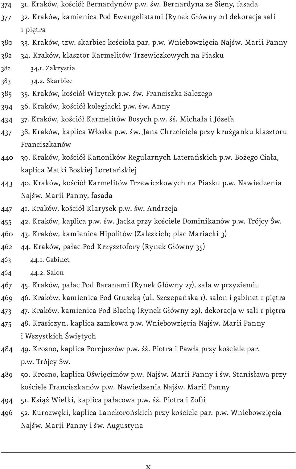 Franciszka Salezego 394 36. Kraków, kościół kolegiacki p.w. św. Anny 434 37. Kraków, kościół Karmelitów Bosych p.w. śś. Michała i Józefa 437 38. Kraków, kaplica Włoska p.w. św. Jana Chrzciciela przy krużganku klasztoru Franciszkanów 440 39.