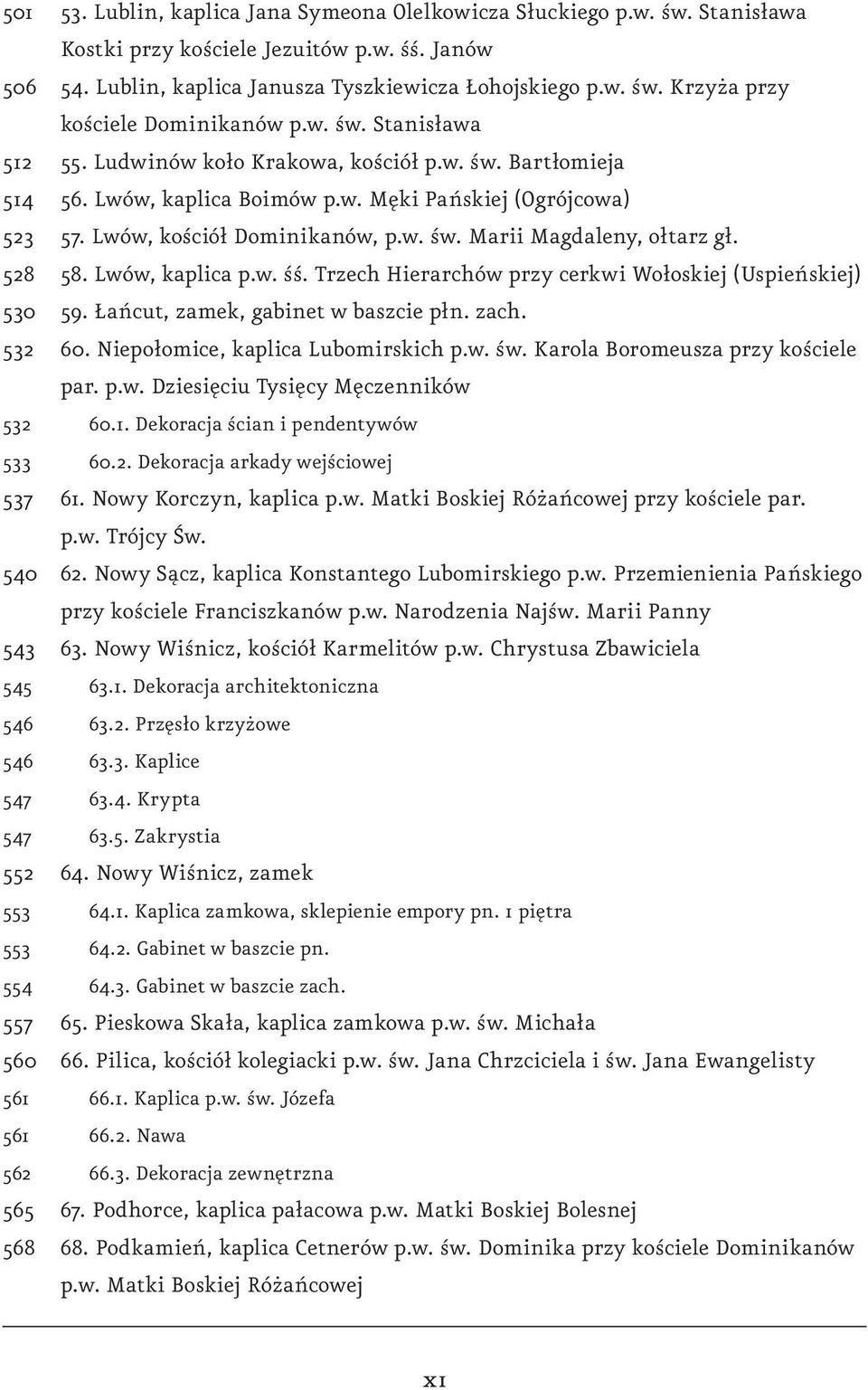 528 58. Lwów, kaplica p.w. śś. Trzech Hierarchów przy cerkwi Wołoskiej (Uspieńskiej) 530 59. Łańcut, zamek, gabinet w baszcie płn. zach. 532 60. Niepołomice, kaplica Lubomirskich p.w. św.