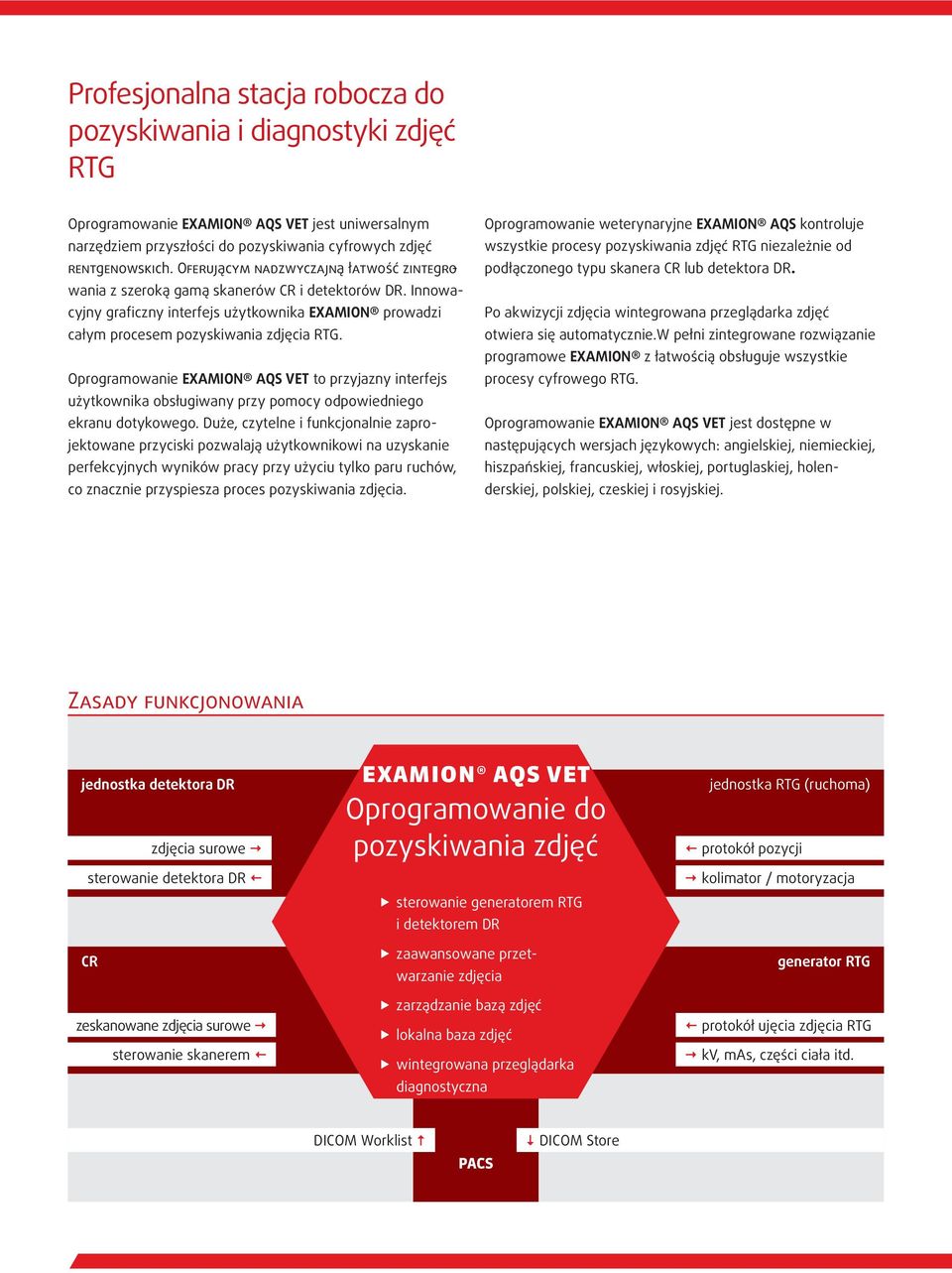 Oprogramowanie EXAMION AQS VET to przyjazny interfejs użytkownika obsługiwany przy pomocy odpowiedniego ekranu dotykowego.