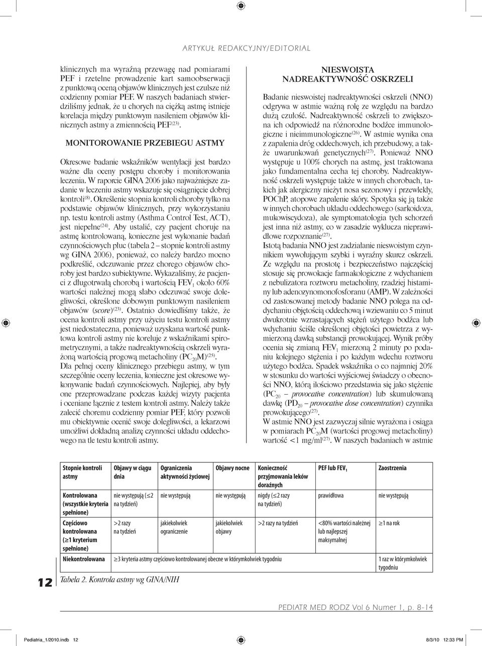 MONITOROWANIE PRZEBIEGU ASTMY Okresowe badanie wskaźników wentylacji jest bardzo ważne dla oceny postępu choroby i monitorowania leczenia.