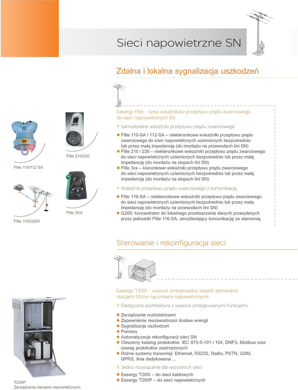 przez małą impedancję (do montażu na przewodach lini SN) Flite 210 i 230 niekierunkowe wskaźniki przepływu prądu zwarciowego do sieci napowietrznych uziemionych bezpośrednio lub przez małą impedancję