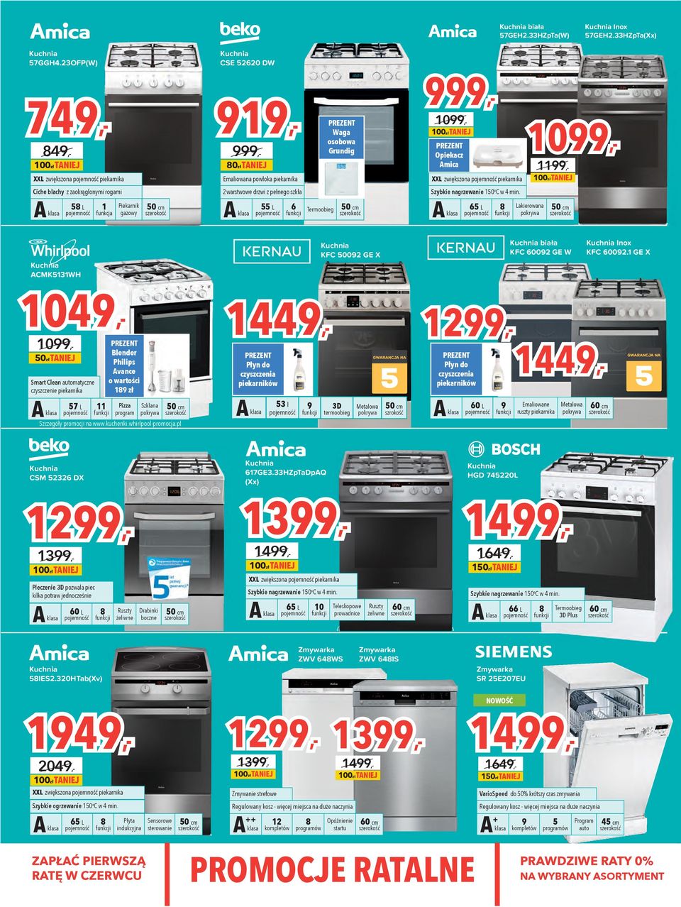 999, 1099, 99, WIELKA MOC PROMOCJI. A klasa. Twoje miasto 200 zł taniej. Klasa. Pojemność 65 L. Prowadnice