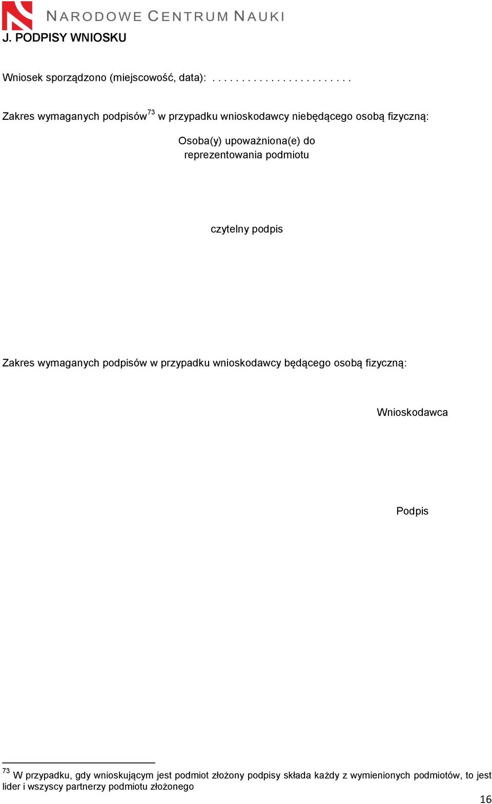 upoważniona(e) do reprezentowania podmiotu czytelny podpis Zakres wymaganych podpisów w przypadku wnioskodawcy będącego
