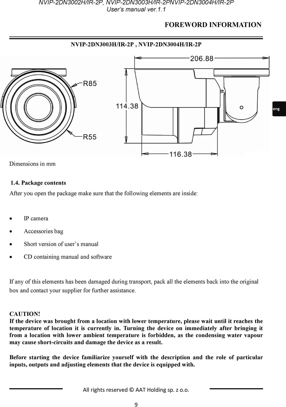 version of user s manual CD containing manual and software Dimensions in mm If 1.4.