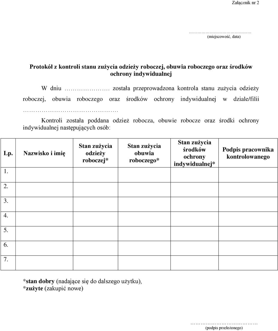 ZAKŁADOWY ZESTAW TABEL PRZYDZIAŁU ODZIEŻY I OBUWIA ROBOCZEGO ORAZ ŚRODKÓW  OCHRONY INDYWIDUALNEJ, ŚRODKÓW DO UTRZYMANIA HIGIENY OSOBISTEJ I NAPOJÓW -  PDF Free Download