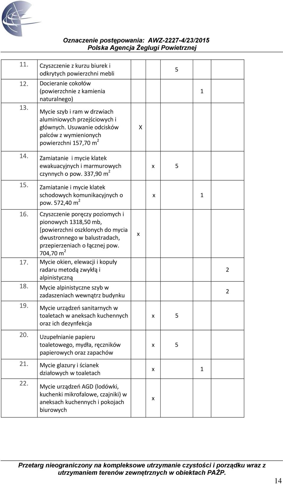 Zamiatanie i mycie klatek schodowych komunikacyjnych o pow. 572,40 m 2 1 16.