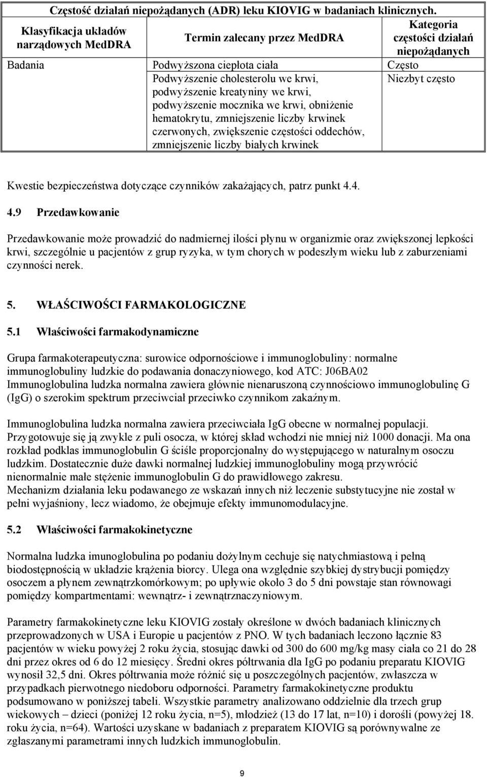 krwi, obniżenie hematokrytu, zmniejszenie liczby krwinek czerwonych, zwiększenie częstości oddechów, zmniejszenie liczby białych krwinek Kategoria częstości działań niepożądanych Często Niezbyt
