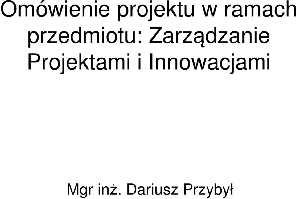 przedmiotu: