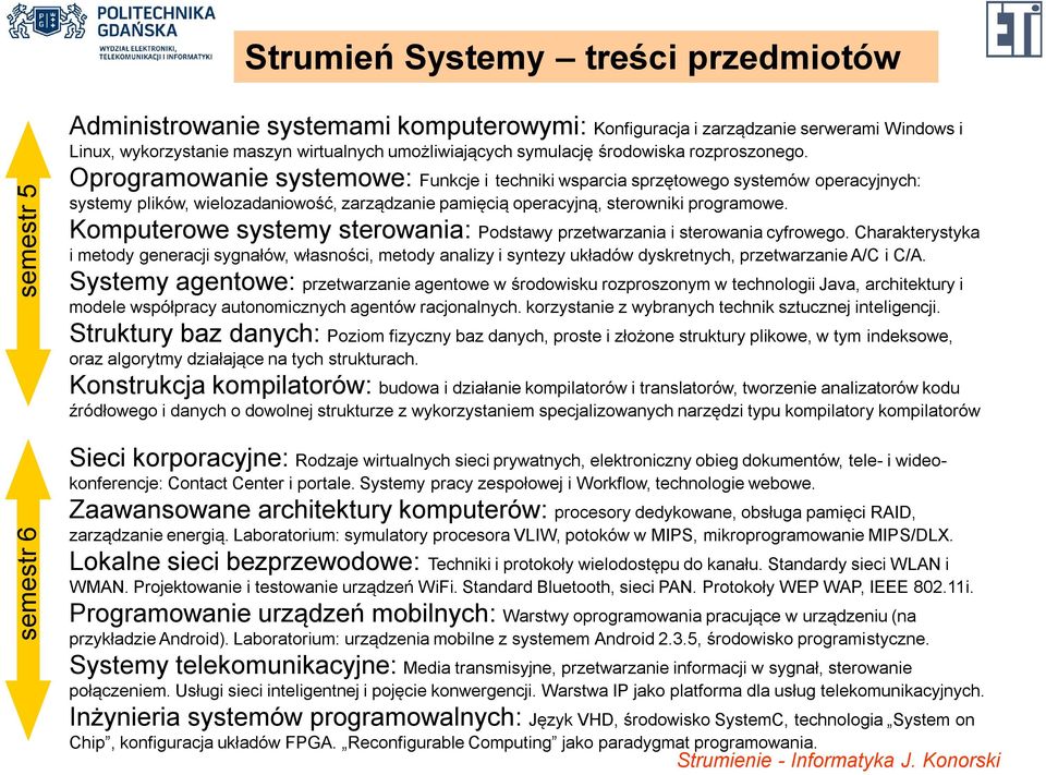 Oprogramowanie systemowe: Funkcje i techniki wsparcia sprzętowego systemów operacyjnych: systemy plików, wielozadaniowość, zarządzanie pamięcią operacyjną, sterowniki programowe.