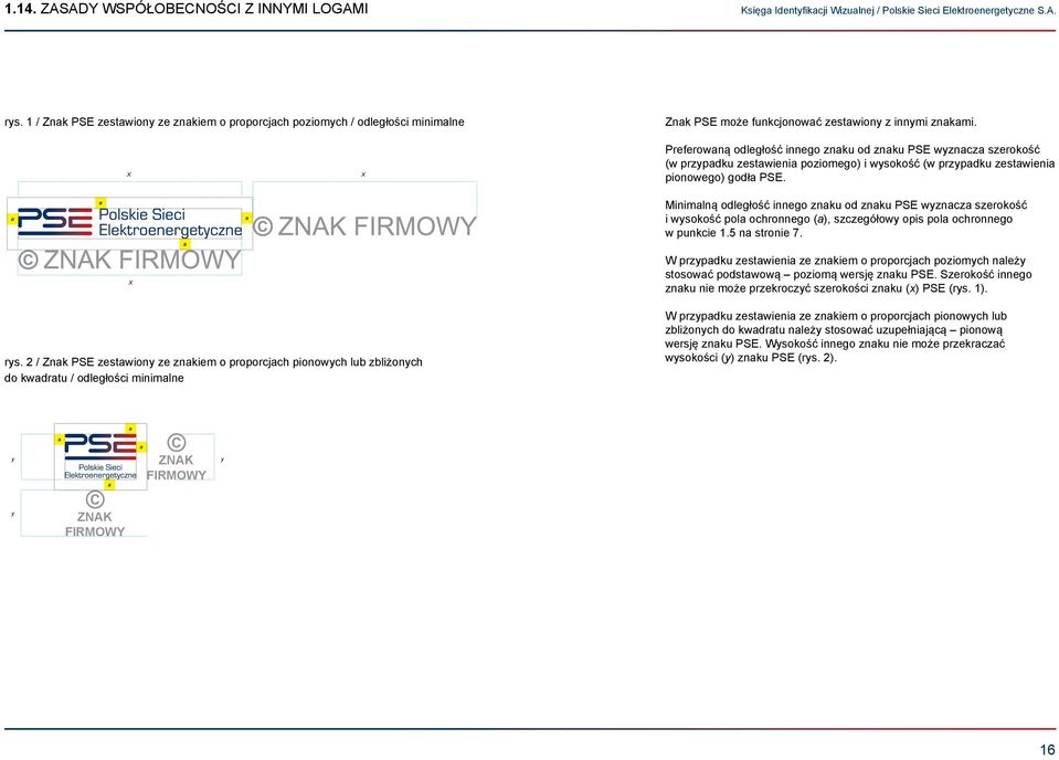 Minimlną odległość innego znku od znku PSE wyzncz szerokość i wysokość pol ochronnego (), szczegółowy opis pol ochronnego w punkcie 1.5 n stronie 7.