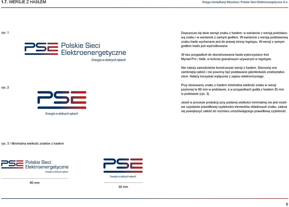 W obu przypdkch do skonstruowni hsł wykorzystno font Myrid Pro / Itlik, w kolorze grntowym używnym w logotypie. Nie nleży smodzielnie konstruowć wersji z hsłem.