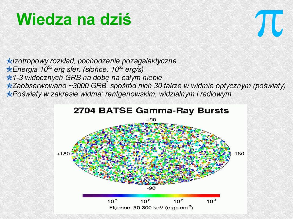 (słońce: 10 33 erg/s) 1-3 widocznych GRB na dobę na całym niebie