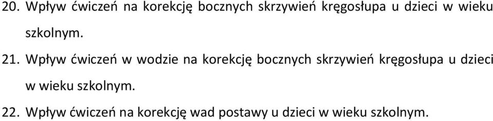 Wpływ ćwiczeń w wodzie na korekcję bocznych skrzywień