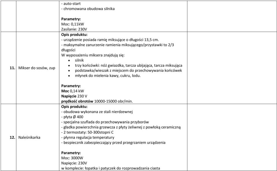 miejscem do przechowywania koocówek młynek do mielenia kawy, cukru, lodu. Moc 0,14 kw Napięcie 230 V prędkośd obrotów 10000-15000 obr/min.