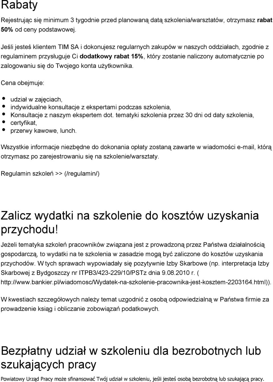 dodatkowy rabat 15%, który zostanie naliczony automatycznie po Cena obejmuje: udział w zajęciach, indywidualne konsultacje z ekspertami podczas szkolenia, Konsultacje z naszym ekspertem dot.