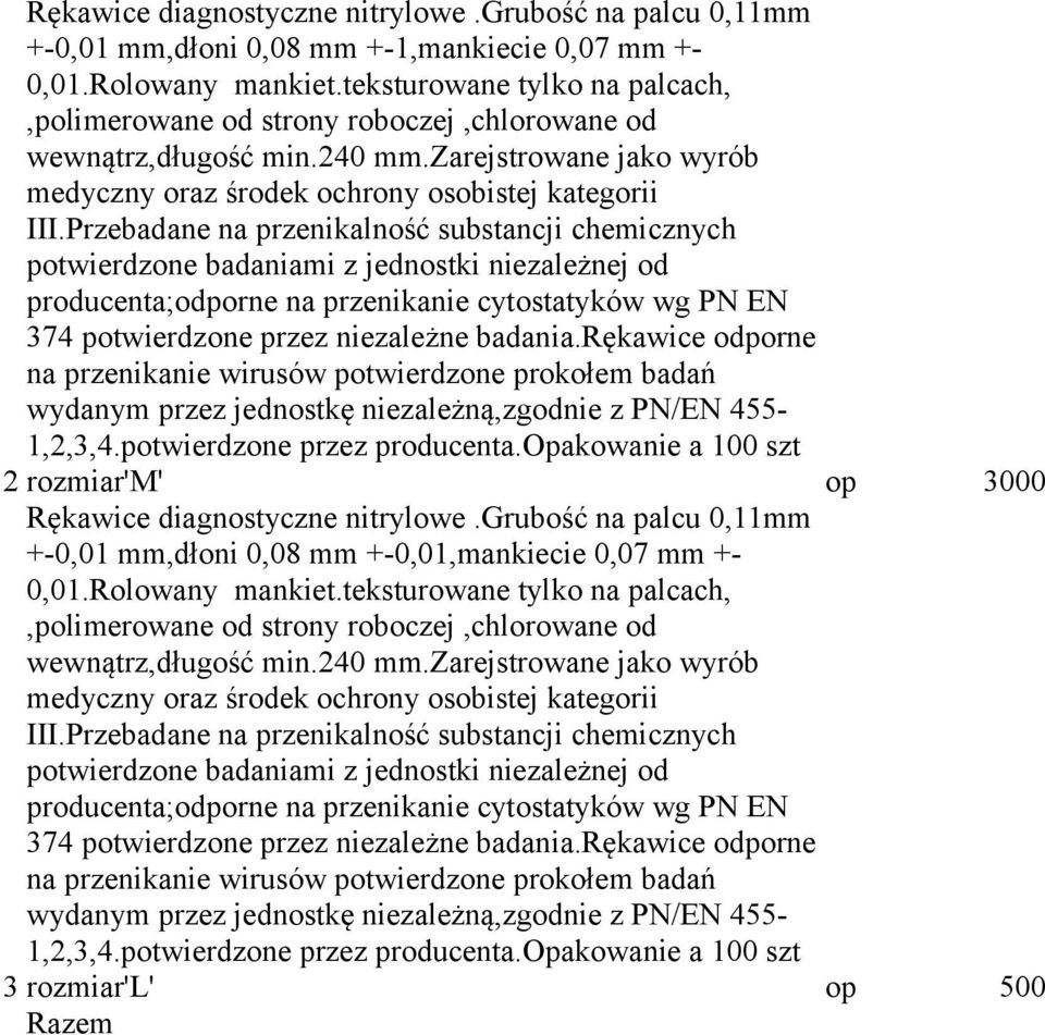 Przebadane na przenikalność substancji chemicznych potwierdzone badaniami z jednostki niezależnej od producenta;odporne na przenikanie cytostatyków wg PN EN 374 potwierdzone przez niezależne badania.