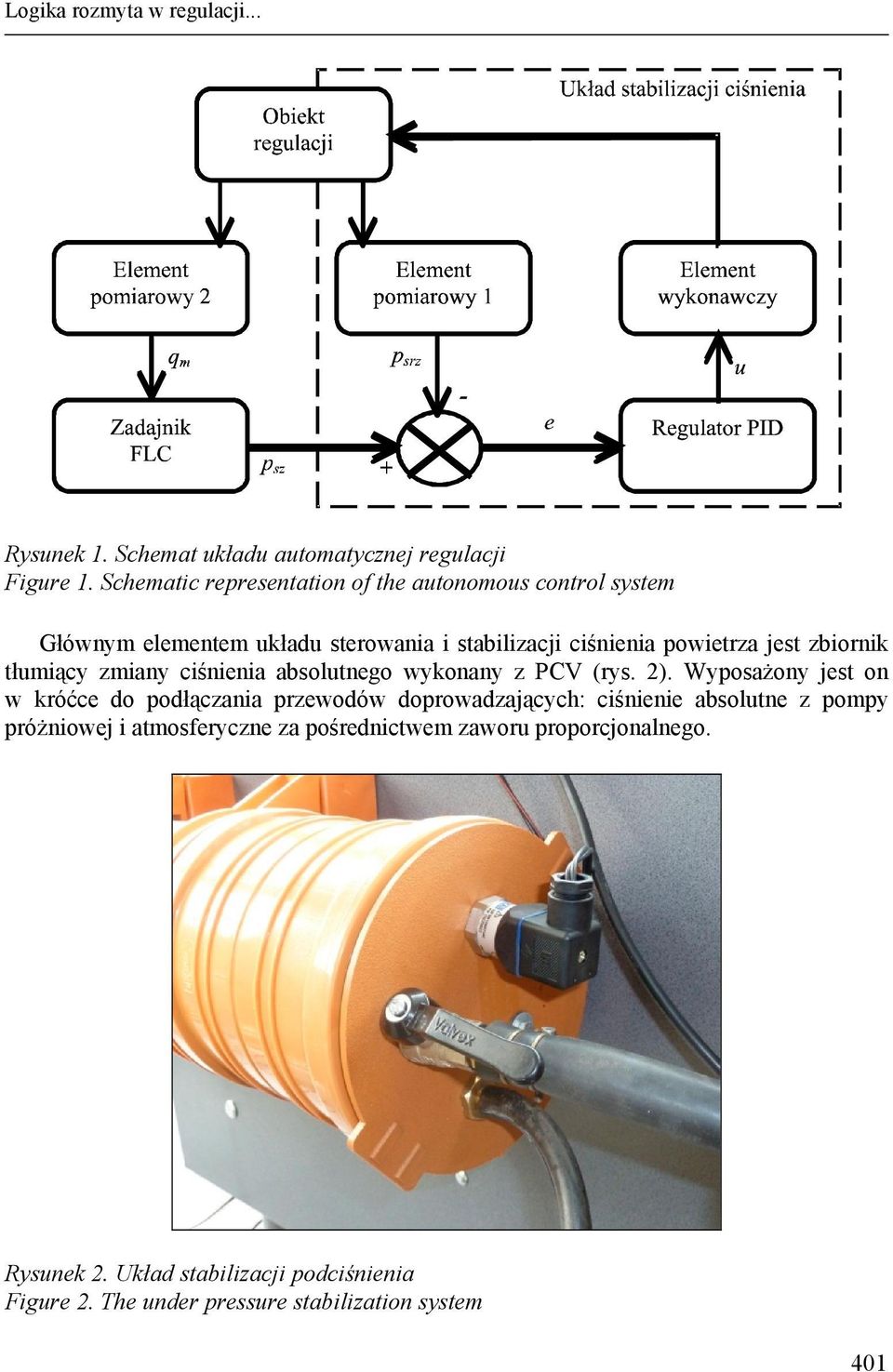 zbiornik tłumiący zmiany ciśnienia absolutnego wykonany z PCV (rys. 2).