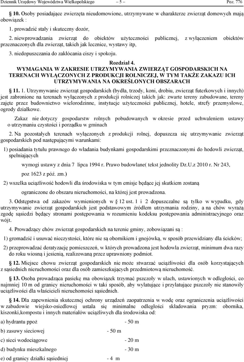 niedopuszczania do zakłócania ciszy i spokoju. Rozdział 4.