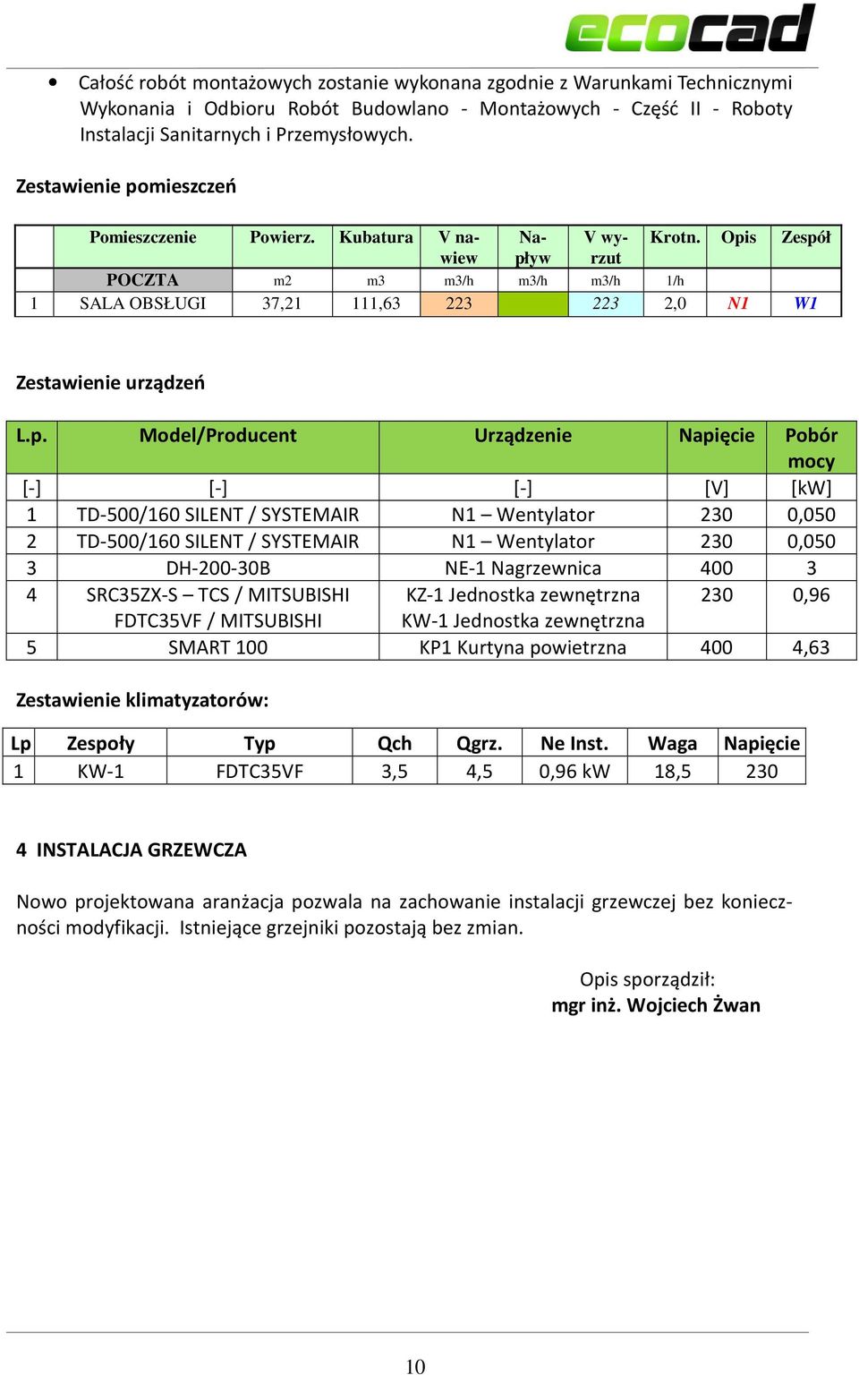 mieszczeń Pomieszczenie Powierz. Kubatura V nawiepł