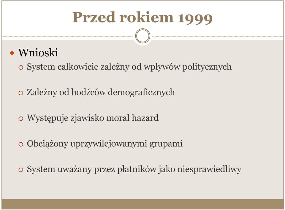 Występuje zjawisko moral hazard Obciążony