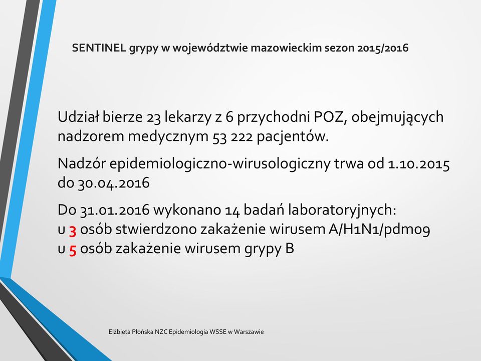 Nadzór epidemiologiczno-wirusologiczny trwa od 1.10.2015