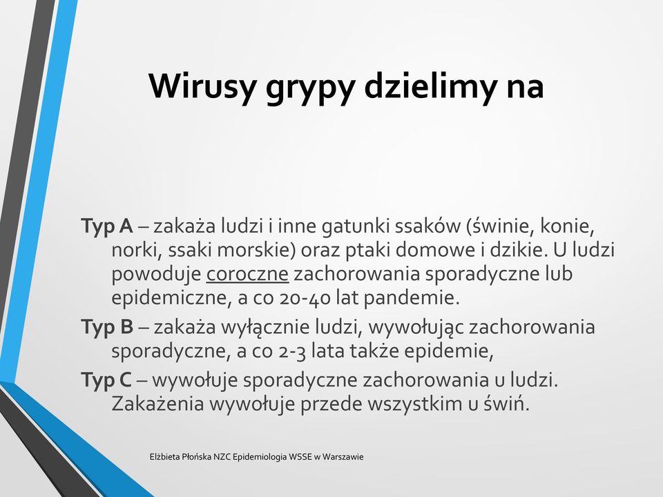 U ludzi powoduje coroczne zachorowania sporadyczne lub epidemiczne, a co 20-40 lat pandemie.