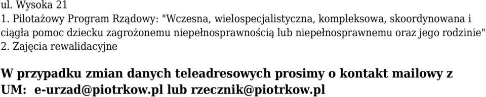 skoordynowana i ciągła pomoc dziecku zagrożonemu niepełnosprawnością lub