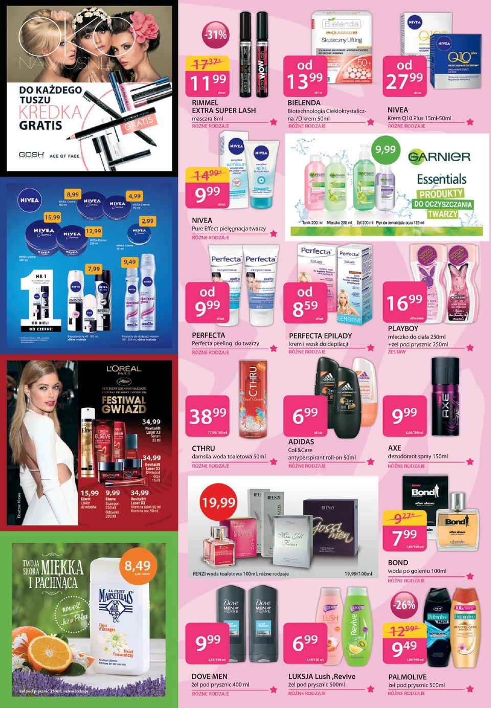 250ml +żel pod prysznic 250ml CTHRU damska woda toaletowa 50ml ADIDAS Coll&Care antyperspirant roll-on 50ml AXE dezodorant spray