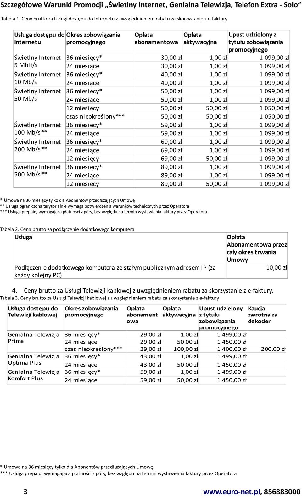 30,00 zł 1,00 zł 24 miesiące 30,00 zł 1,00 zł 36 miesięcy* 40,00 zł 1,00 zł 24 miesiące 40,00 zł 1,00 zł 36 miesięcy* 50,00 zł 1,00 zł 24 miesiące 50,00 zł 1,00 zł 12 miesięcy 50,00 zł 50,00 zł czas