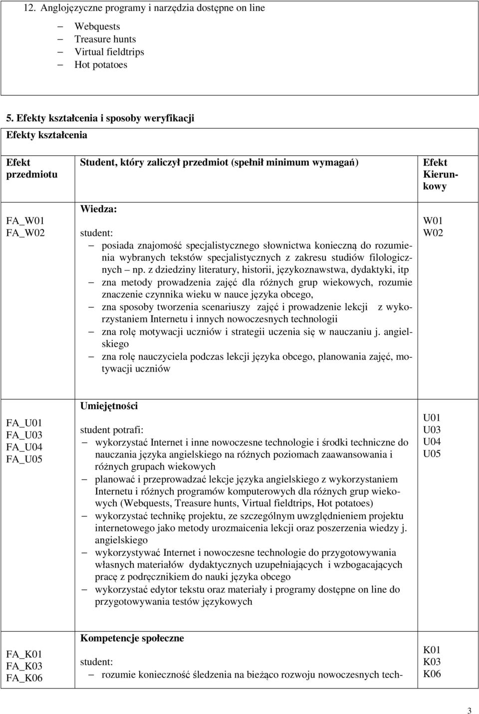 konieczną do rozumienia wybranych tekstów specjalistycznych z zakresu studiów filologicznych np.