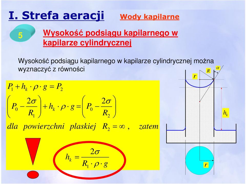 kapilarze cylindrycznej można wyznaczyć z równości g h zatem