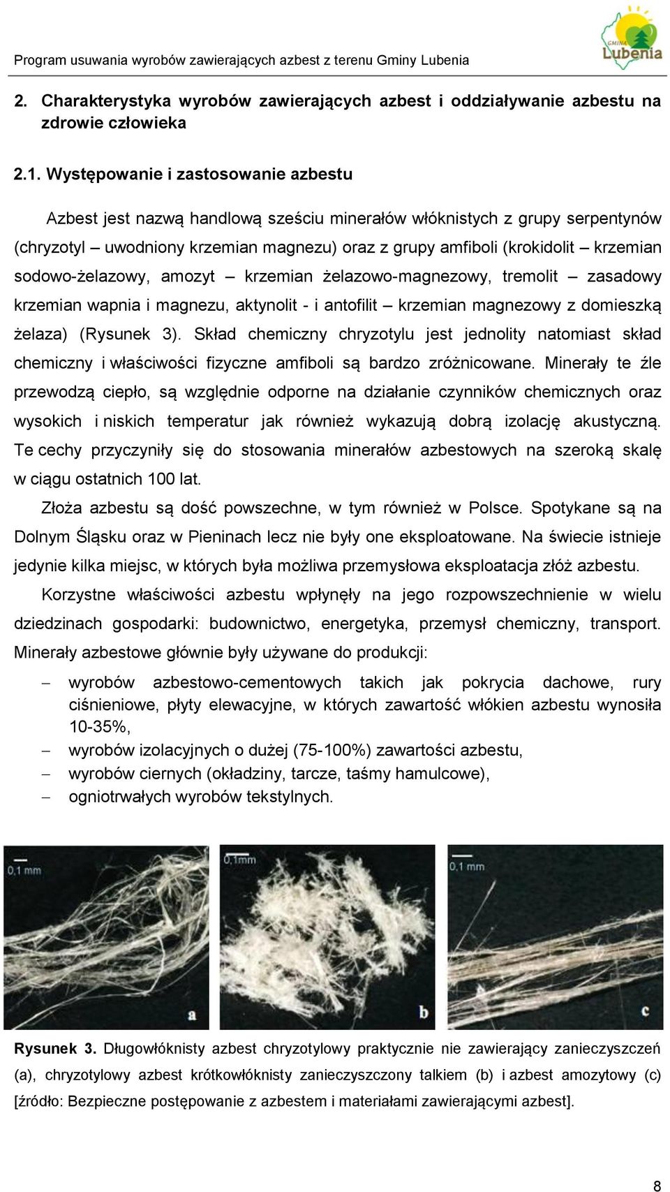 sodowo-żelazowy, amozyt krzemian żelazowo-magnezowy, tremolit zasadowy krzemian wapnia i magnezu, aktynolit - i antofilit krzemian magnezowy z domieszką żelaza) (Rysunek 3).