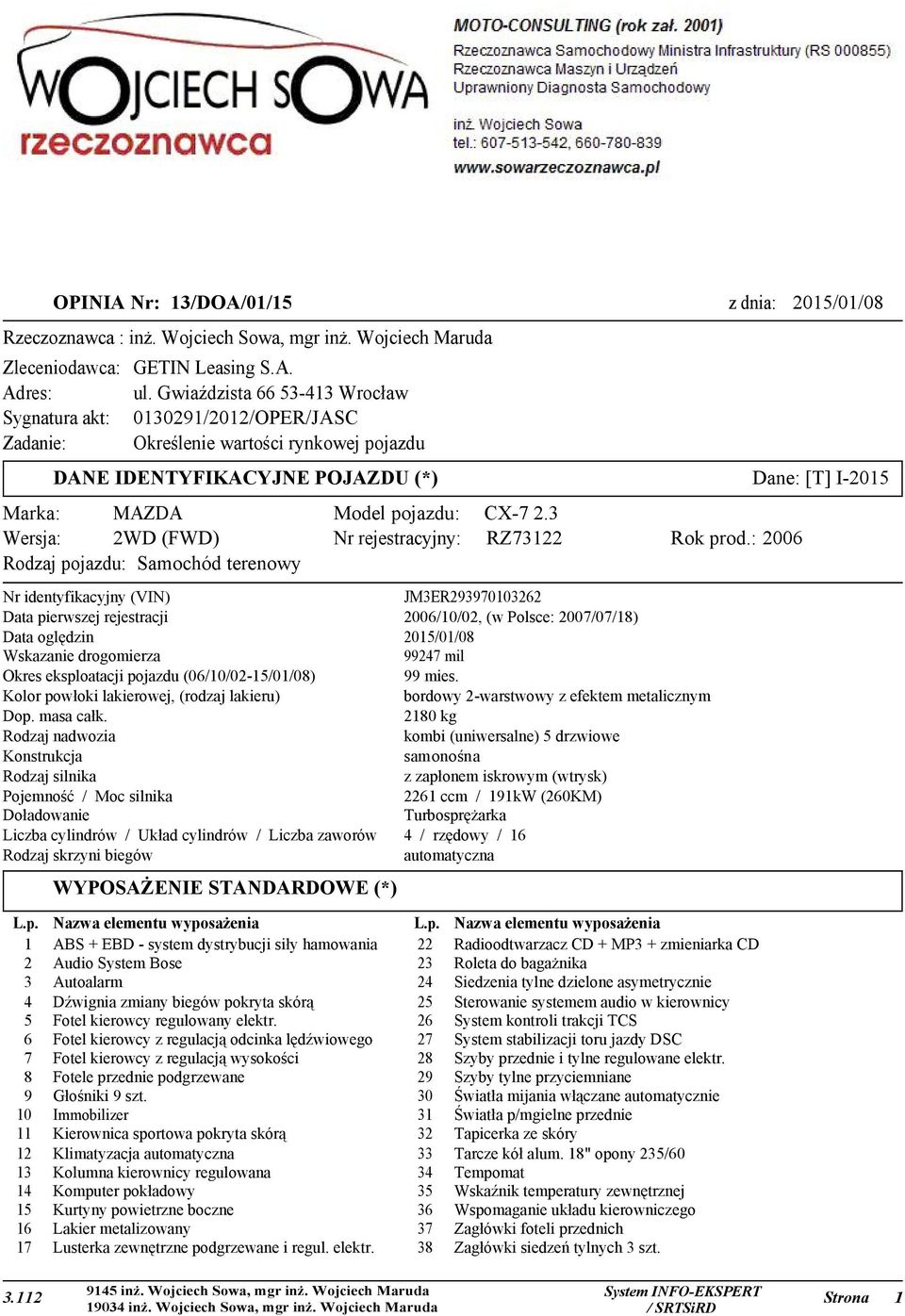 3 Wersja: 2WD (FWD) Nr rejestracyjny: RZ73122 Rok prod.
