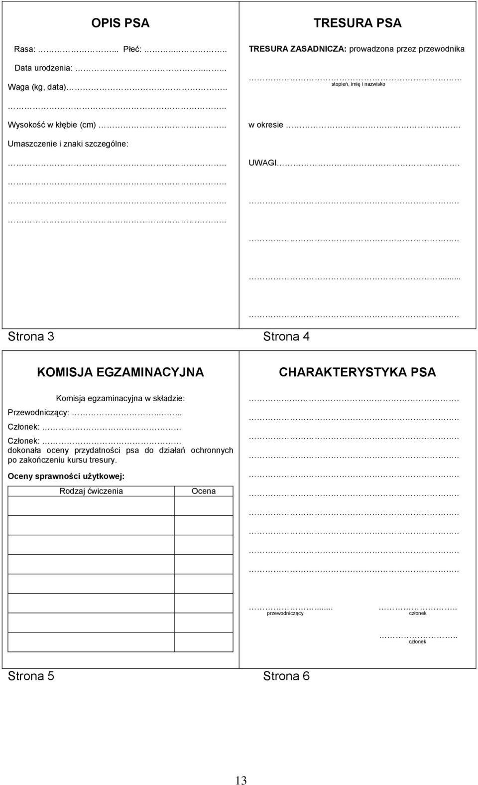 Umaszczenie i znaki szczególne: UWAGI.... Strona 3 Strona 4 KOMISJA EGZAMINACYJNA Komisja egzaminacyjna w składzie: Przewodniczący:.
